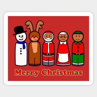 Christmas Wooden Peg Doll T-Shirt Sticker